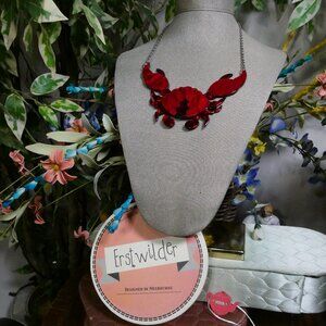 Erstwilder Red Crustacean Elation Crab Necklace with Original Box
